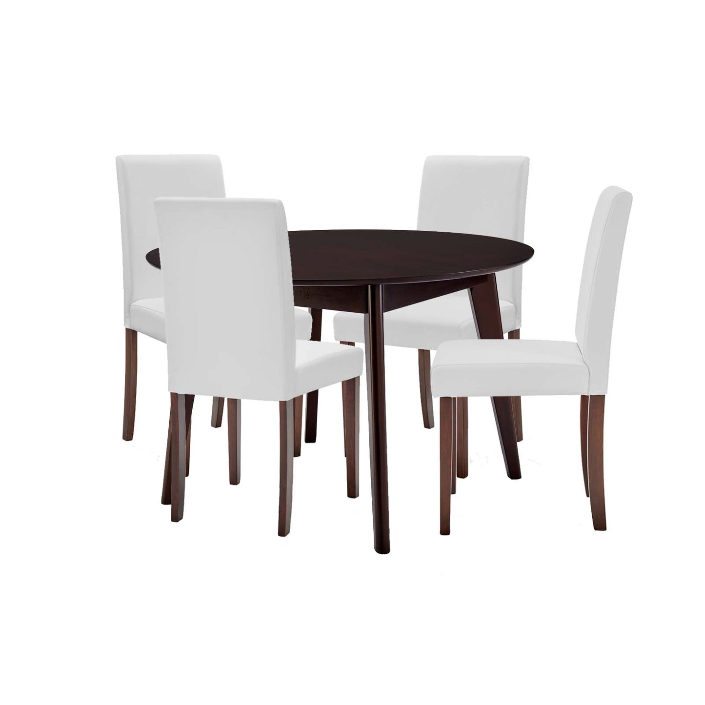 Prosper 5 Piece Faux Leather Dining Set, Faux Leather, Drak Brown White, 19671