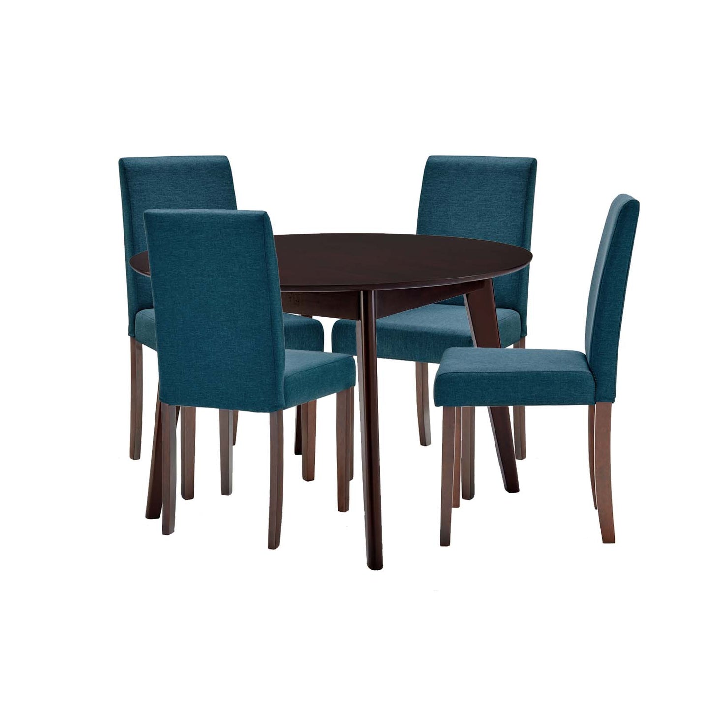 Prosper 5 Piece Upholstered Fabric Dining Set, Fabric, Drak Brown Blue, 19673