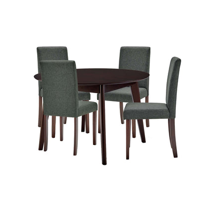 Prosper 5 Piece Upholstered Fabric Dining Set, Fabric, Drak Brown Grey Gray, 19674
