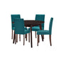 Prosper 5 Piece Upholstered Fabric Dining Set, Fabric, Drak Brown Teal Blue, 19675