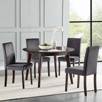 Prosper 5 Piece Upholstered Velvet Dining Set, Velvet, Drak Brown Grey Gray, 19677