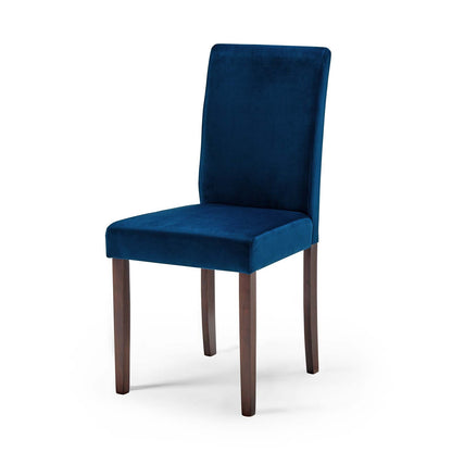 Prosper 5 Piece Upholstered Velvet Dining Set, Velvet, Drak Brown Blue Navy, 19678