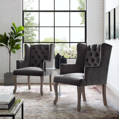 Realm Armchair Performance Velvet Set of 2, Velvet, Grey Gray, 19679