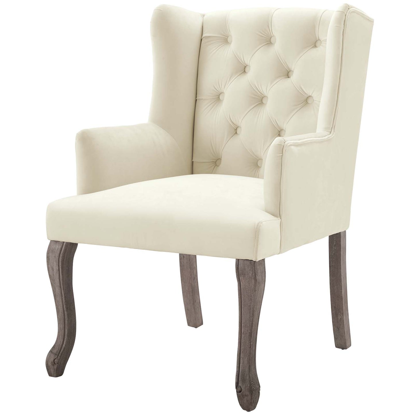Realm Armchair Performance Velvet Set of 2, Velvet, Ivory White, 19680