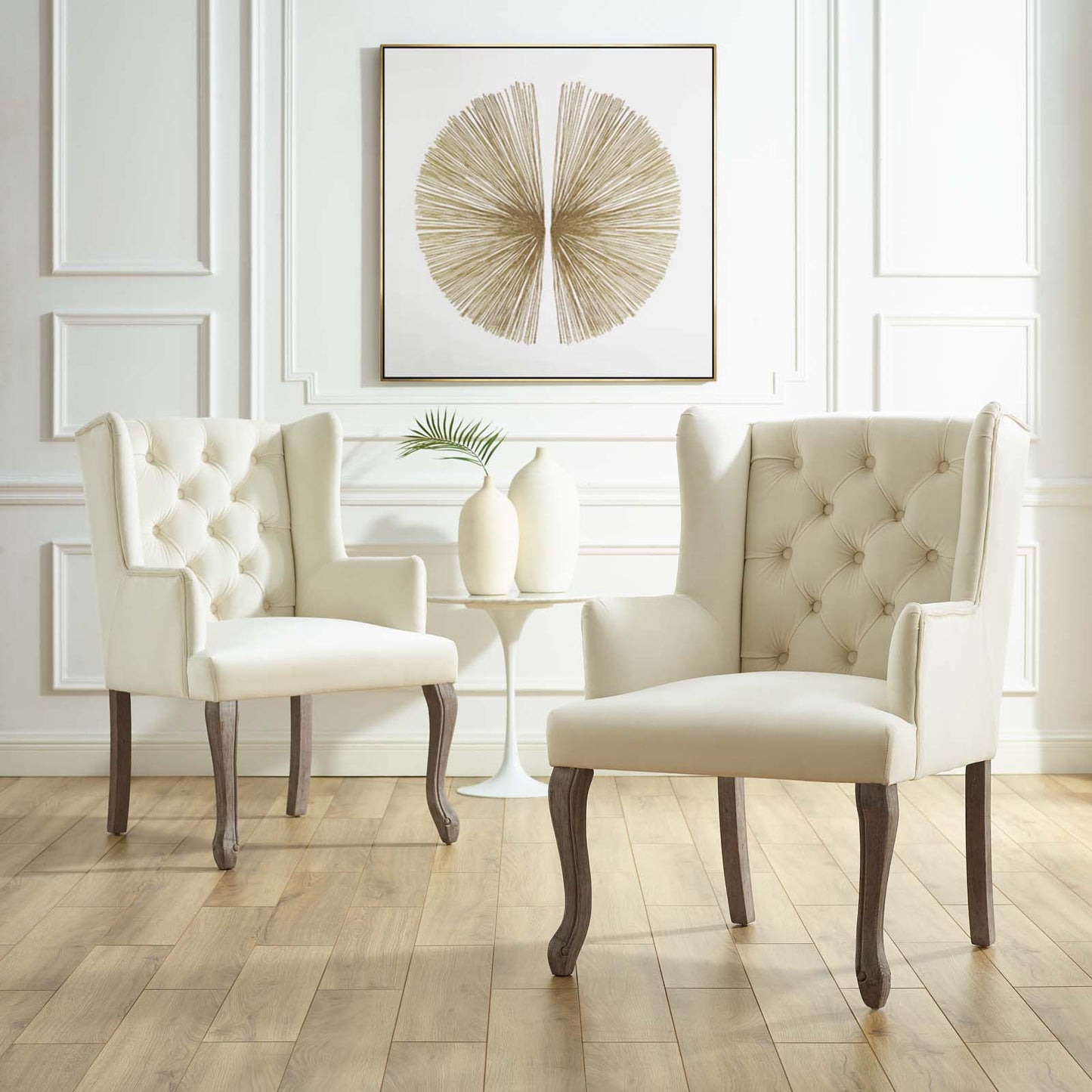Realm Armchair Performance Velvet Set of 2, Velvet, Ivory White, 19680