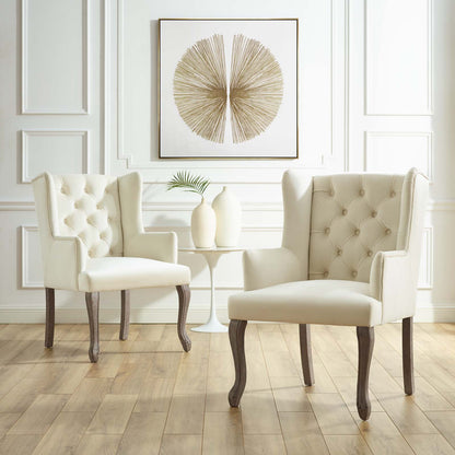 Realm Armchair Performance Velvet Set of 2, Velvet, Ivory White, 19680