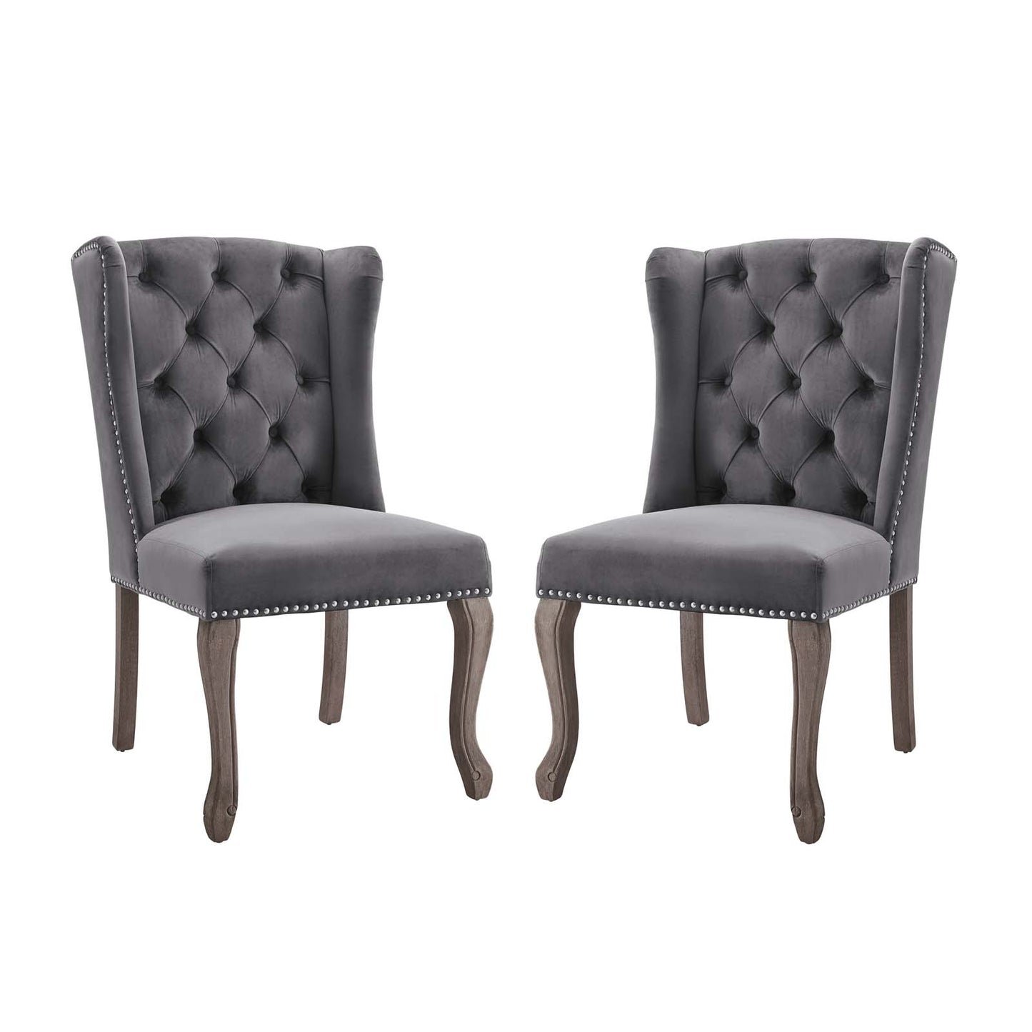 Apprise Side Chair Performance Velvet Set of 2, Velvet, Grey Gray, 19682