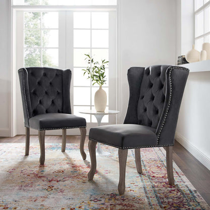 Apprise Side Chair Performance Velvet Set of 2, Velvet, Grey Gray, 19682