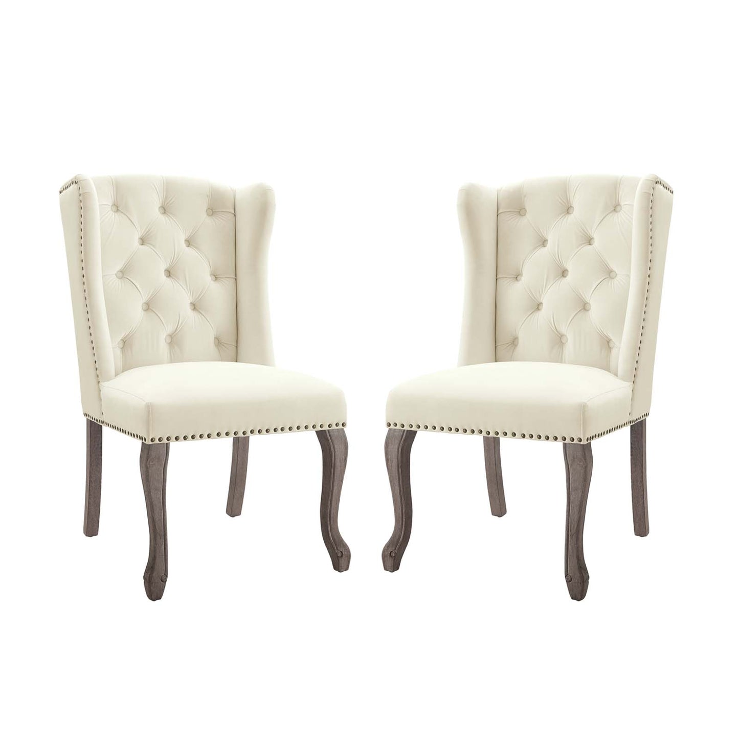 Apprise Side Chair Performance Velvet Set of 2, Velvet, Ivory White, 19683