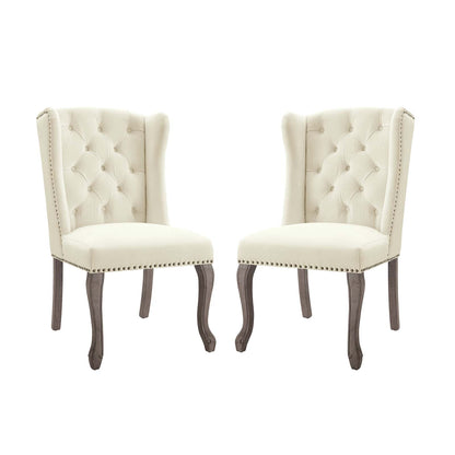 Apprise Side Chair Performance Velvet Set of 2, Velvet, Ivory White, 19683