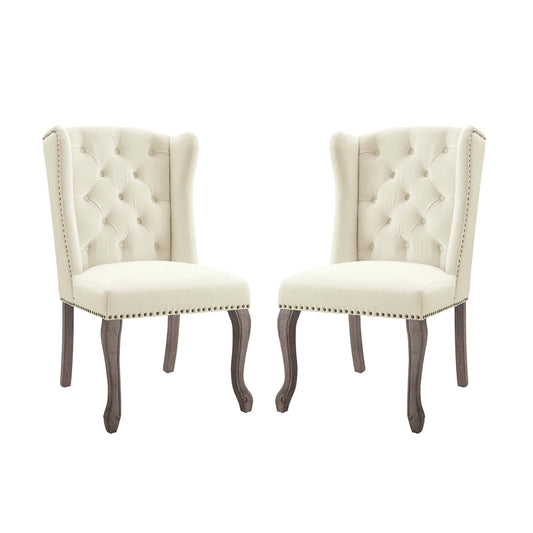 Apprise Side Chair Performance Velvet Set of 2, Velvet, Ivory White, 19683