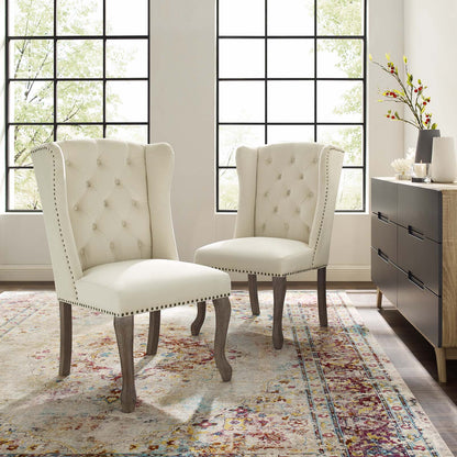 Apprise Side Chair Performance Velvet Set of 2, Velvet, Ivory White, 19683
