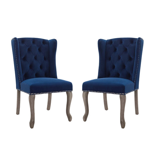 Apprise Side Chair Performance Velvet Set of 2, Velvet, Blue Navy, 19684