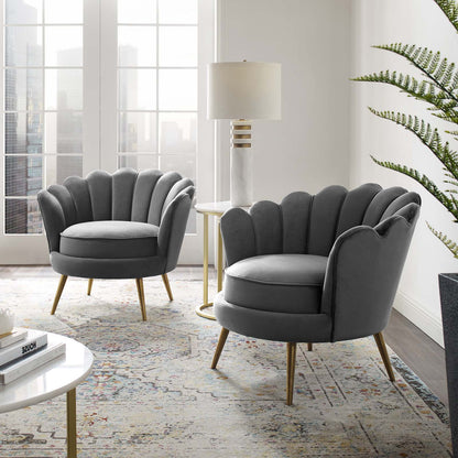 Admire Accent Armchair Performance Velvet Set of 2, Velvet, Metal Steel, Grey Gray, 19685