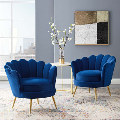 Admire Accent Armchair Performance Velvet Set of 2, Velvet, Metal Steel, Blue Navy, 19686
