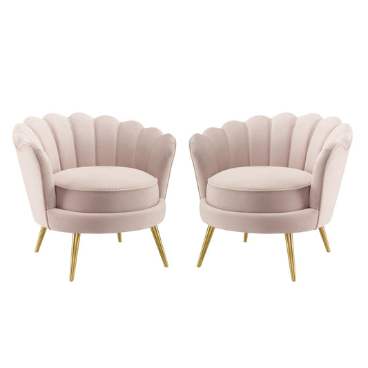 Admire Accent Armchair Performance Velvet Set of 2, Velvet, Metal Steel, Pink, 19687