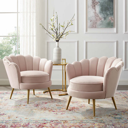 Admire Accent Armchair Performance Velvet Set of 2, Velvet, Metal Steel, Pink, 19687
