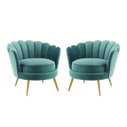 Admire Accent Armchair Performance Velvet Set of 2, Velvet, Metal Steel, Teal Blue, 19688