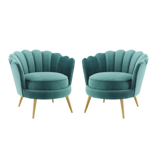 Admire Accent Armchair Performance Velvet Set of 2, Velvet, Metal Steel, Teal Blue, 19688