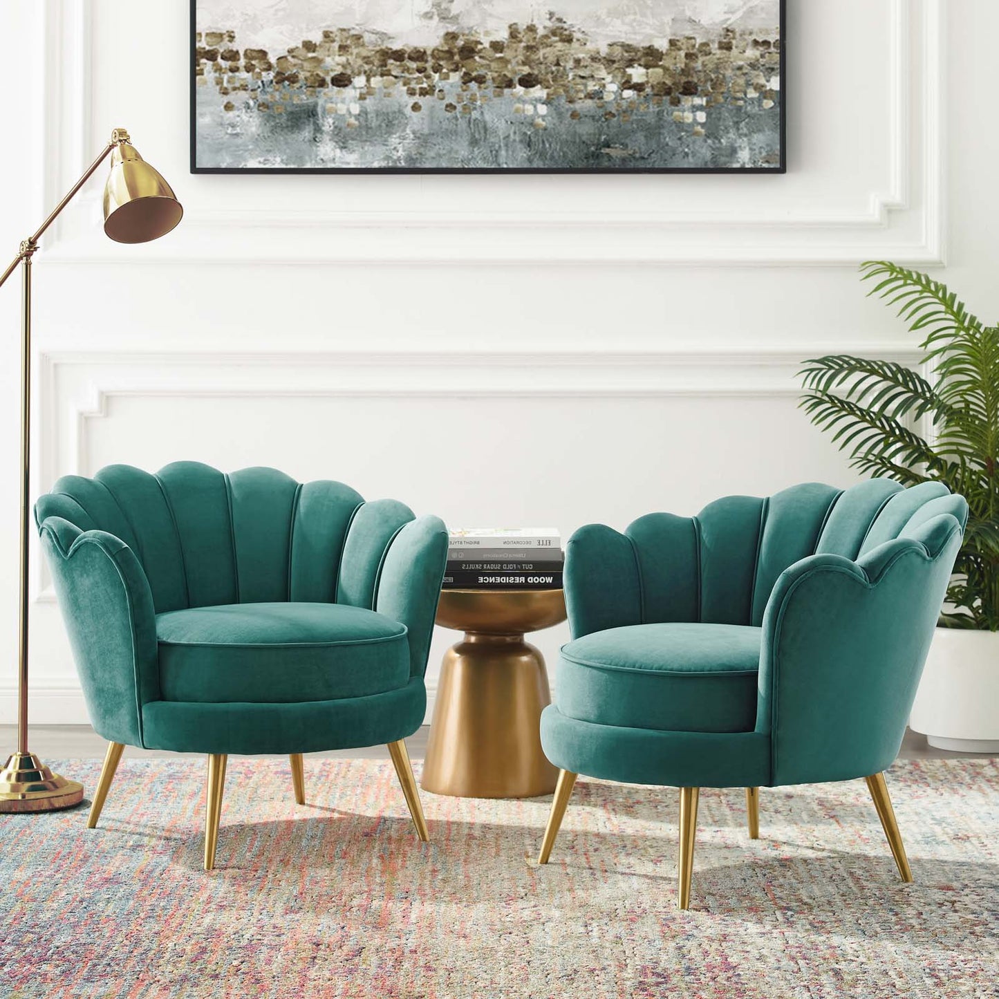 Admire Accent Armchair Performance Velvet Set of 2, Velvet, Metal Steel, Teal Blue, 19688