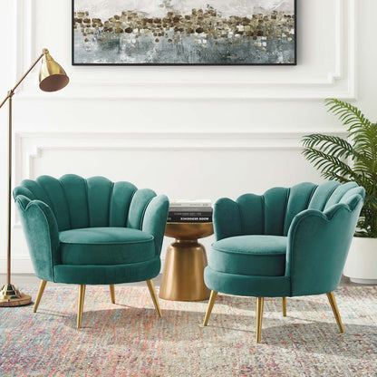 Admire Accent Armchair Performance Velvet Set of 2, Velvet, Metal Steel, Teal Blue, 19688