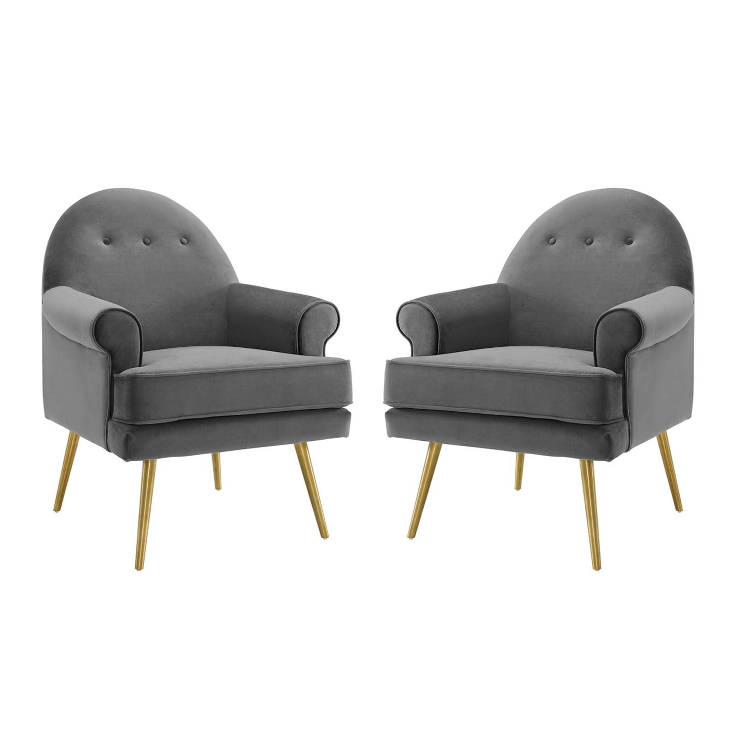 Revive Armchair Performance Velvet Set of 2, Velvet, Grey Gray, 19689