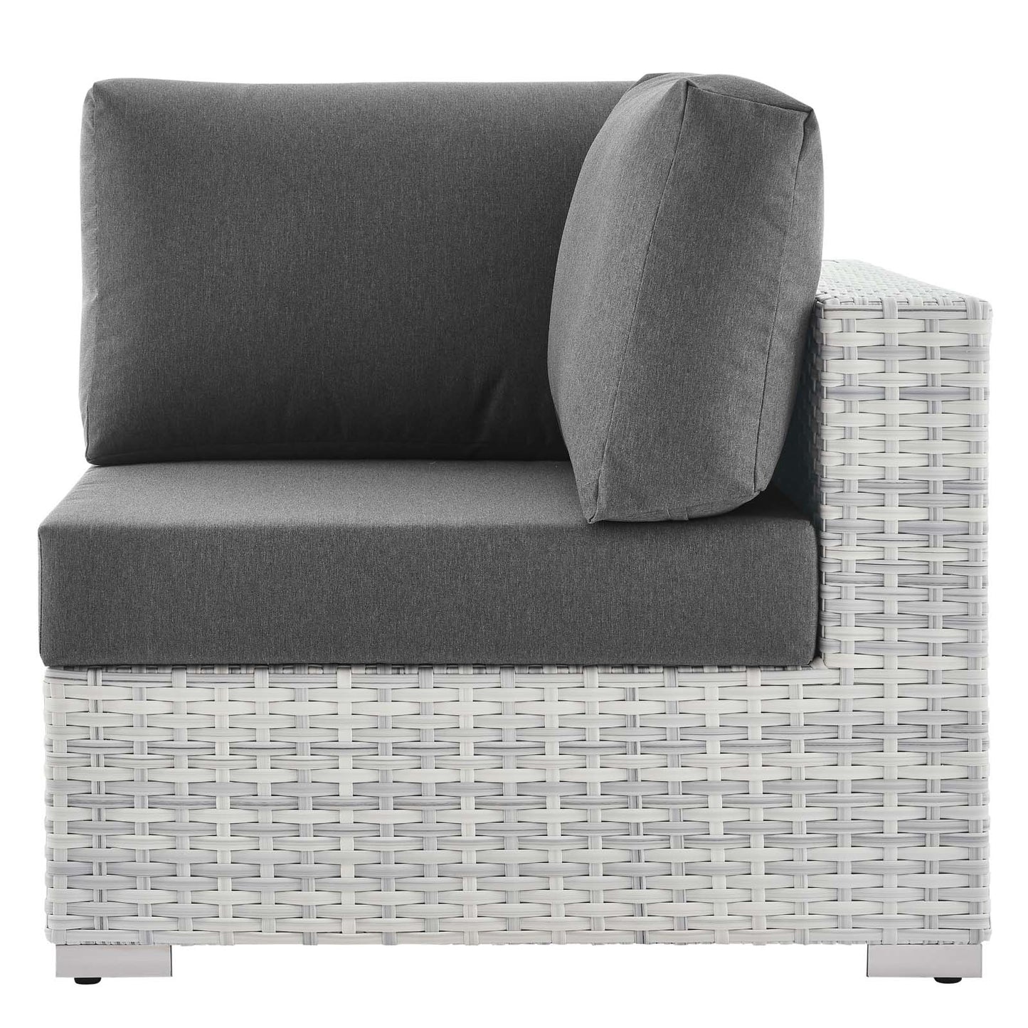 Convene Outdoor Patio Corner Chair, Rattan, Wicker, Grey Gray, 19691
