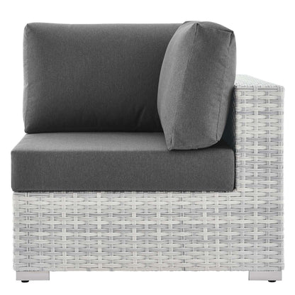 Convene Outdoor Patio Corner Chair, Rattan, Wicker, Grey Gray, 19691