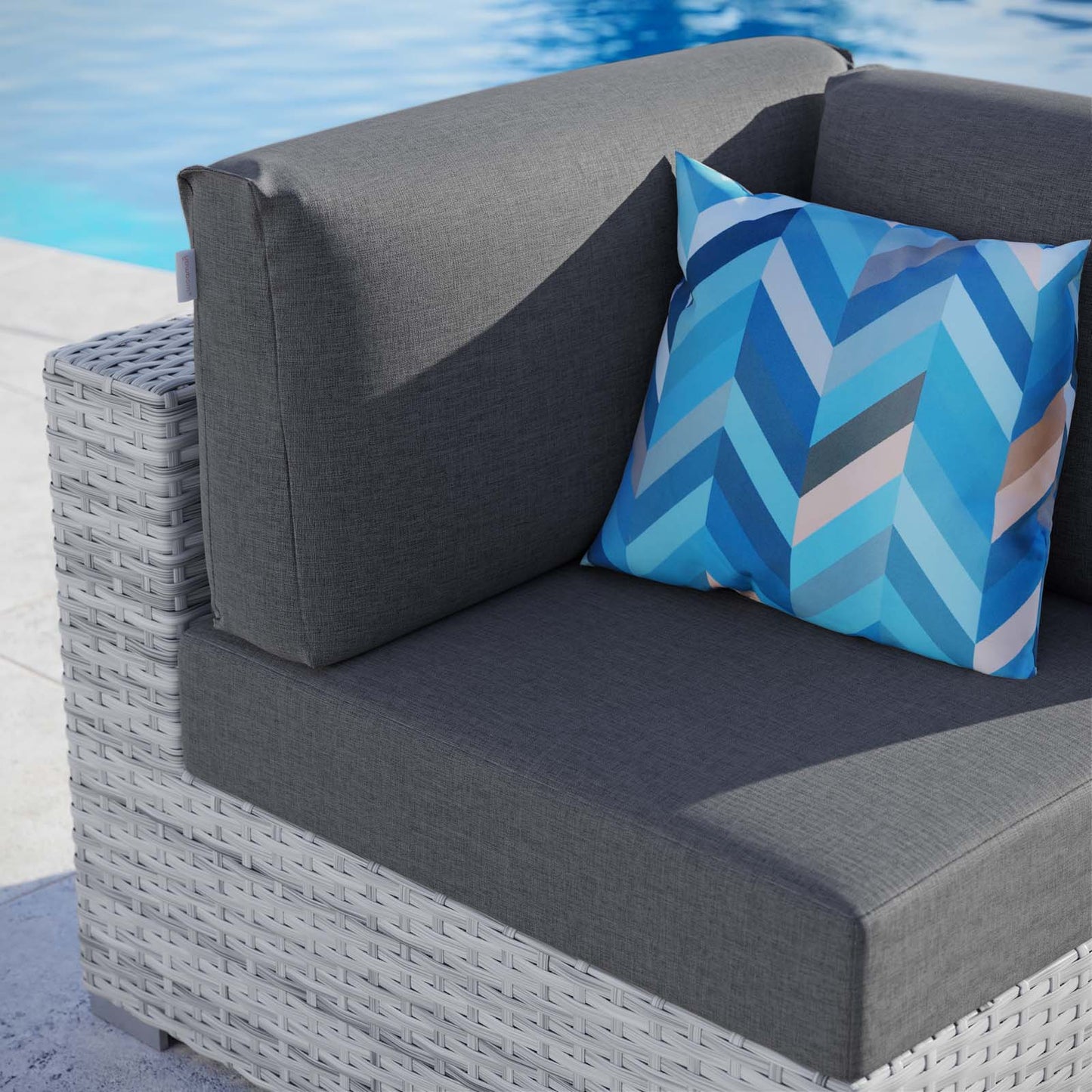 Convene Outdoor Patio Corner Chair, Rattan, Wicker, Grey Gray, 19691