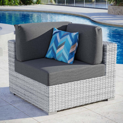 Convene Outdoor Patio Corner Chair, Rattan, Wicker, Grey Gray, 19691