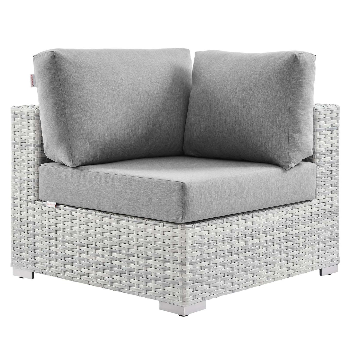 Convene Outdoor Patio Corner Chair, Rattan, Wicker, Grey Gray, 19692
