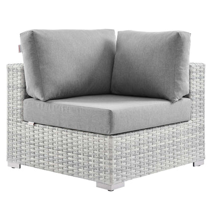 Convene Outdoor Patio Corner Chair, Rattan, Wicker, Grey Gray, 19692