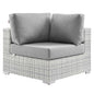 Convene Outdoor Patio Corner Chair, Rattan, Wicker, Grey Gray, 19692