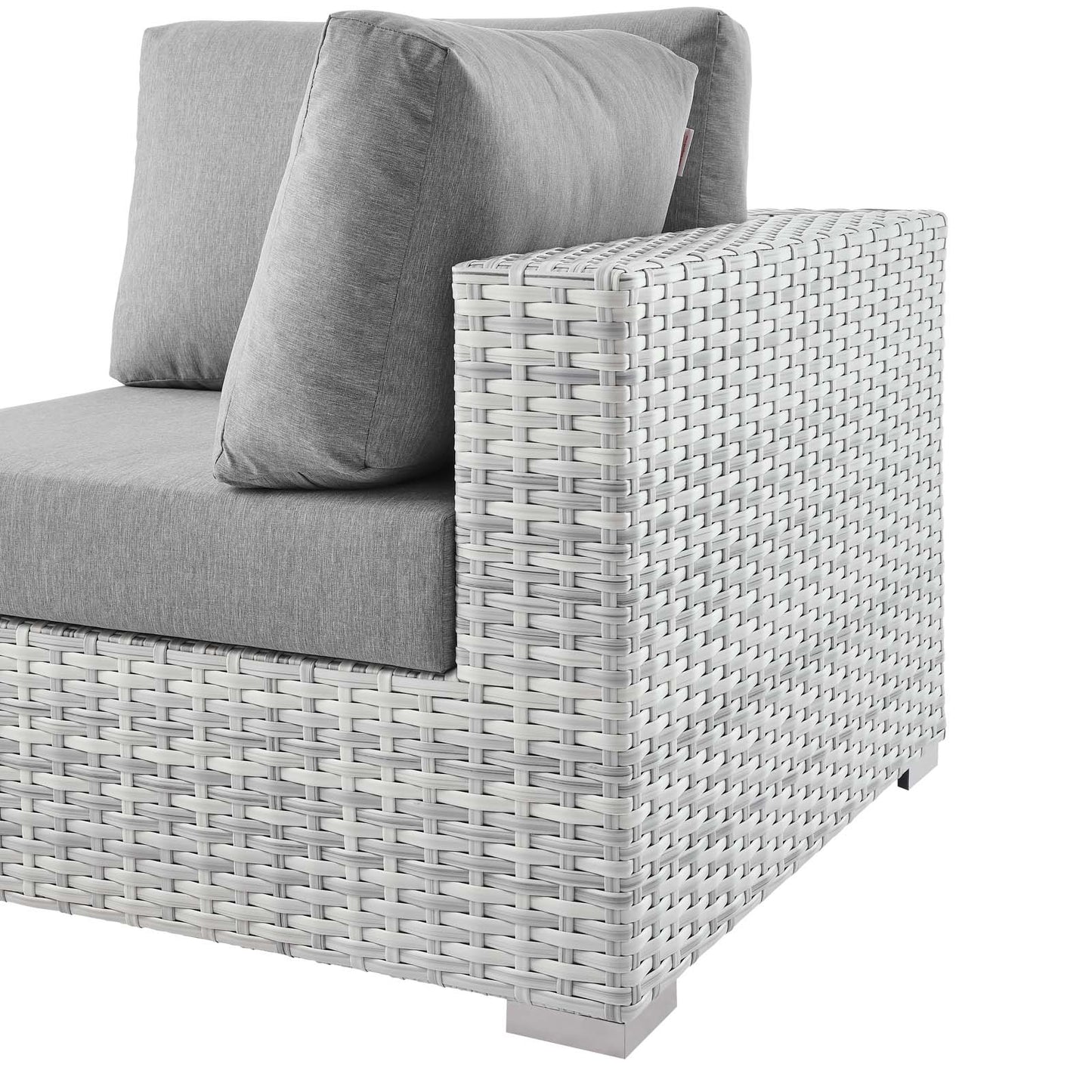 Convene Outdoor Patio Corner Chair, Rattan, Wicker, Grey Gray, 19692