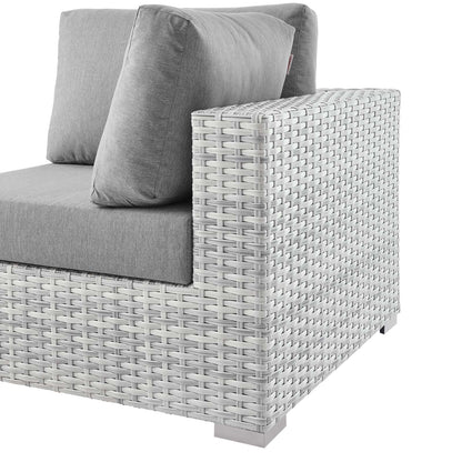 Convene Outdoor Patio Corner Chair, Rattan, Wicker, Grey Gray, 19692