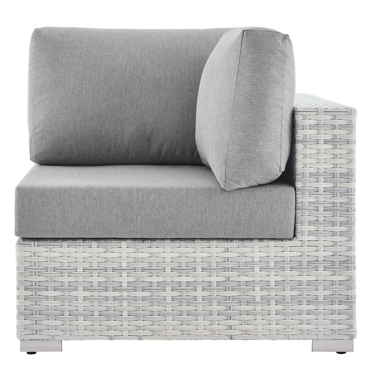Convene Outdoor Patio Corner Chair, Rattan, Wicker, Grey Gray, 19692