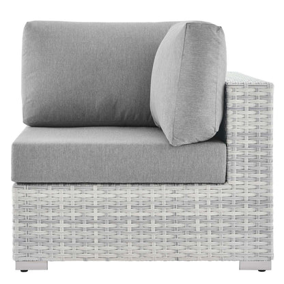 Convene Outdoor Patio Corner Chair, Rattan, Wicker, Grey Gray, 19692