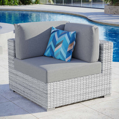 Convene Outdoor Patio Corner Chair, Rattan, Wicker, Grey Gray, 19692
