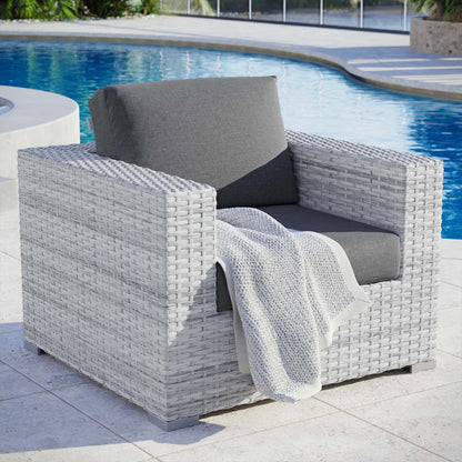 Convene Outdoor Patio Armchair, Rattan, Wicker, Grey Gray, 19696