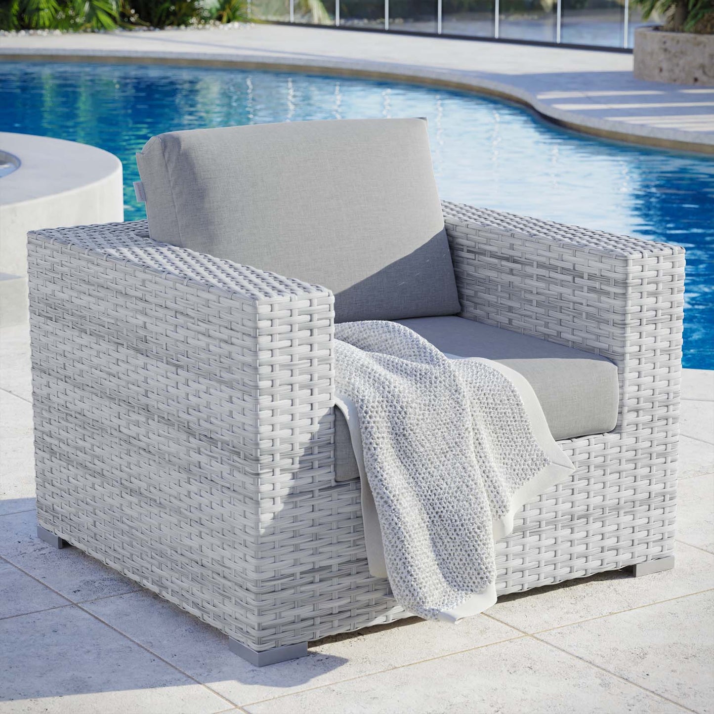 Convene Outdoor Patio Armchair, Rattan, Wicker, Grey Gray, 19697