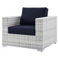 Convene Outdoor Patio Armchair, Rattan, Wicker, Light Grey Gray Blue Navy, 19699