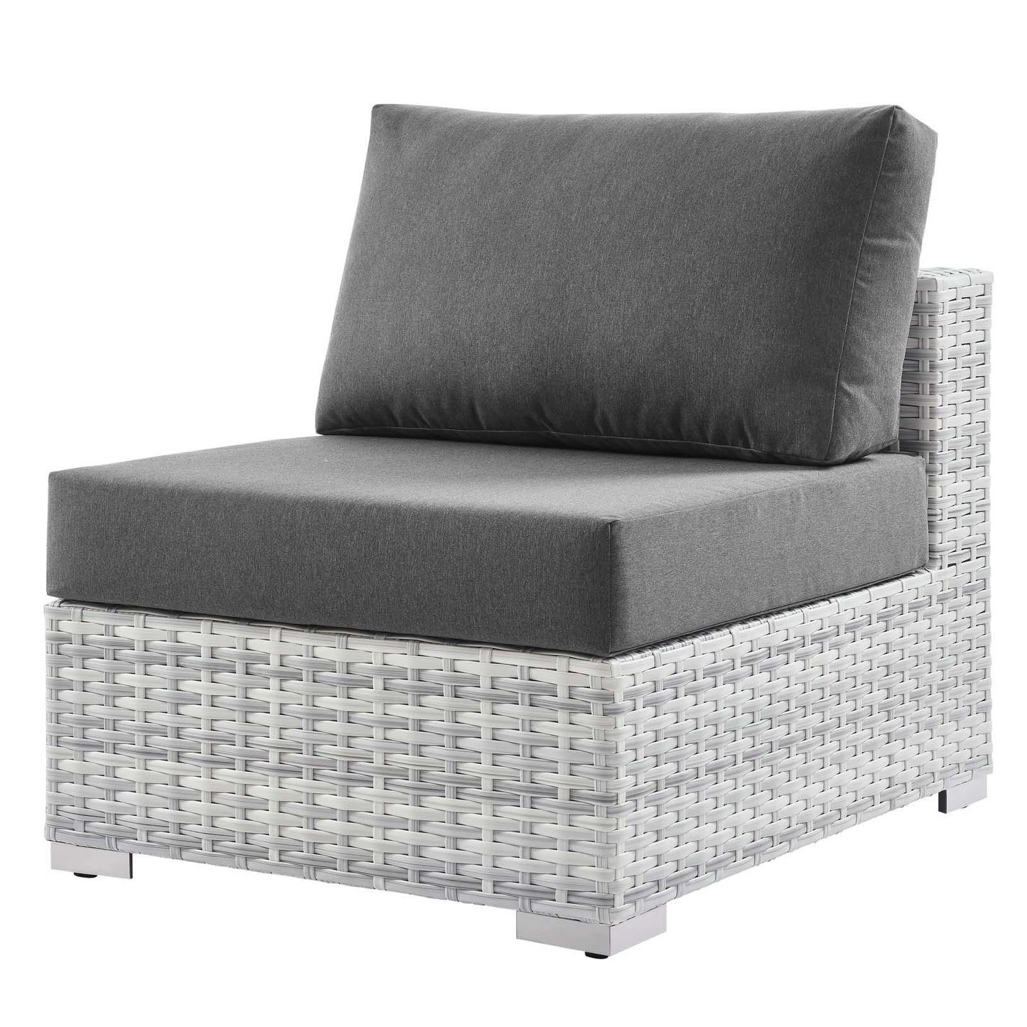 Convene Outdoor Patio Armless Chair, Rattan, Wicker, Grey Gray, 19701