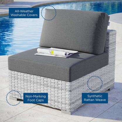 Convene Outdoor Patio Armless Chair, Rattan, Wicker, Grey Gray, 19701