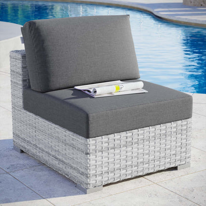 Convene Outdoor Patio Armless Chair, Rattan, Wicker, Grey Gray, 19701