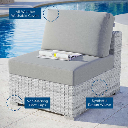 Convene Outdoor Patio Armless Chair, Rattan, Wicker, Grey Gray, 19702