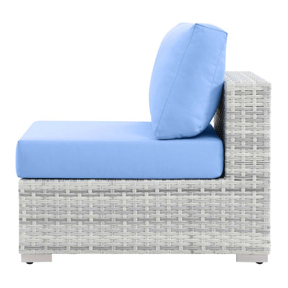 Convene Outdoor Patio Armless Chair, Rattan, Wicker, Light Grey Gray Light Blue, 19703