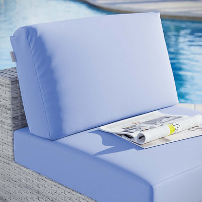 Convene Outdoor Patio Armless Chair, Rattan, Wicker, Light Grey Gray Light Blue, 19703