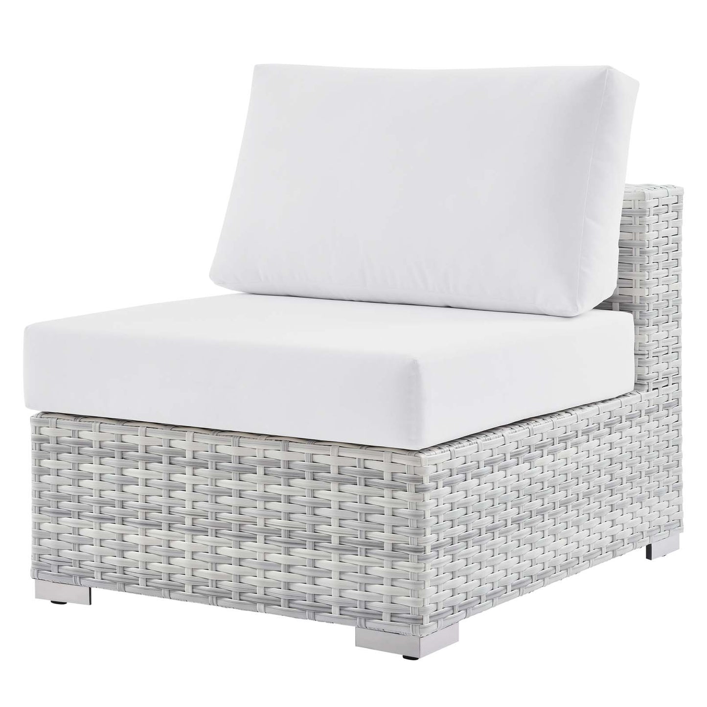 Convene Outdoor Patio Armless Chair, Rattan, Wicker, Light Grey Gray White, 19705