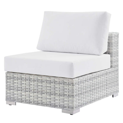 Convene Outdoor Patio Armless Chair, Rattan, Wicker, Light Grey Gray White, 19705