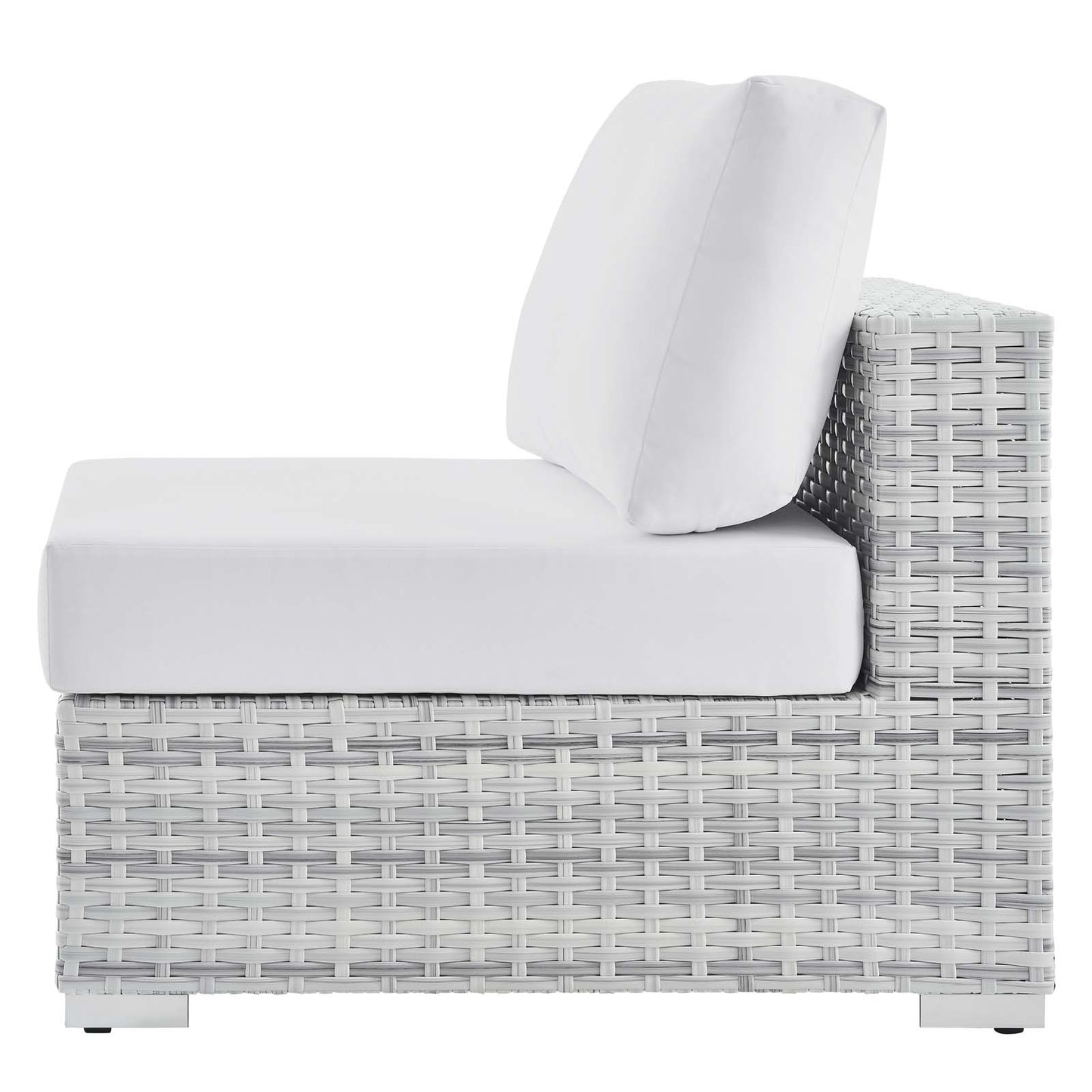 Convene Outdoor Patio Armless Chair, Rattan, Wicker, Light Grey Gray White, 19705